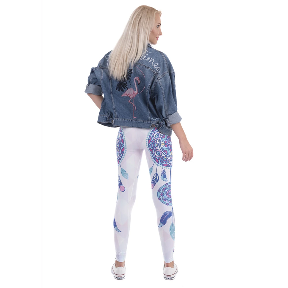 Женские Стрейчевые леггинсы FCCEXIO облегающие с принтом мандалы и перьев высокой