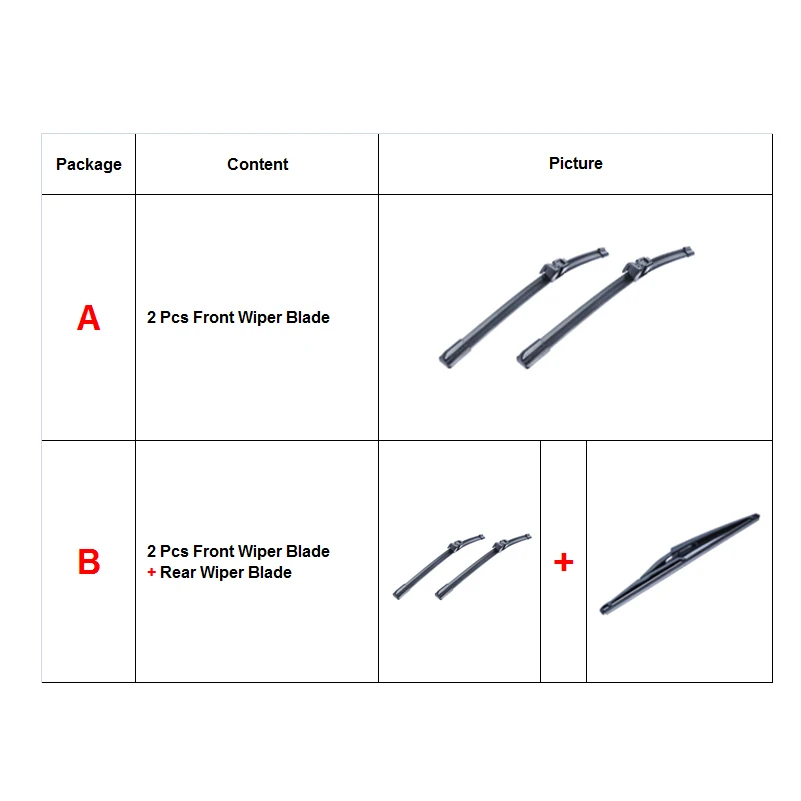Комбинированные передние и задние щетки стеклоочистителя из силиконовой резины