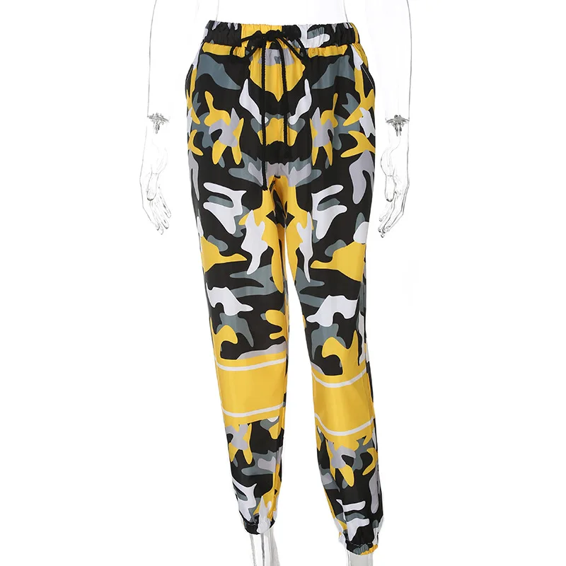 2018 Women Casual Harem Camouflage Ladies Sweat Camo Pants High Waist Thin Sweatpants Spring Autumn Yellow Trousers Joggers | Женская
