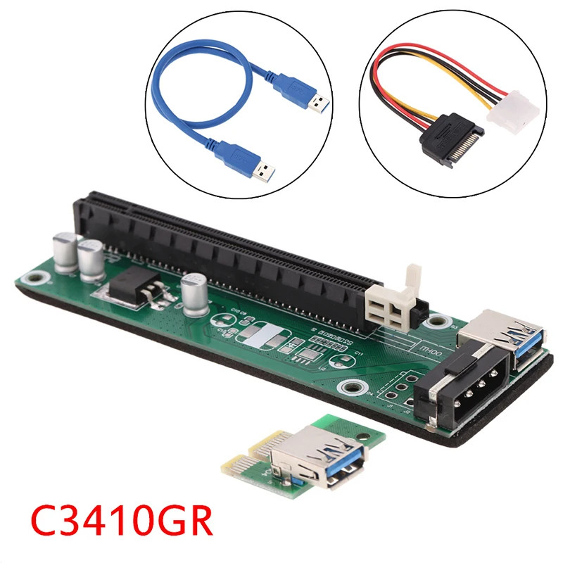 Смешанные Оптовые PCI E 1X к 16X адаптер USB 3 0 Express удлинитель Riser Card с кабелем питания