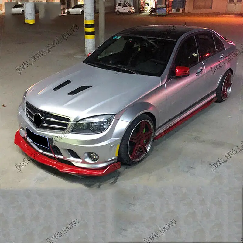 Для 2008 2010 2011 Benz C Class W204 C63 седан AMG черный Неокрашенный фронт бампера v-стиля