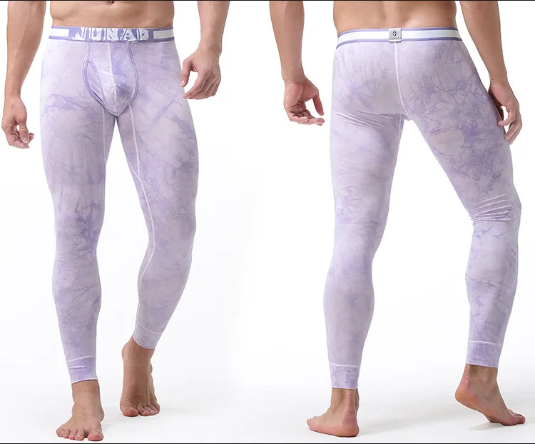 Мужское термобелье, кальсоны с принтом Tie Dye, мужские леггинсы, Hombre, сексуальные, u-образные, молодежные, плотные, термальная одежда, хлопок, зима