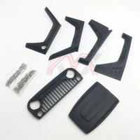 nylon angry front grille engine cover wheel eyebrow set for 110 rc crawler car jeep wrangler axial scx10 90046 90047 90048