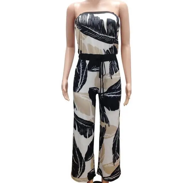 2019 печатные комбинезоны женский кожаный комбинезон без бретелек рукавов оборки