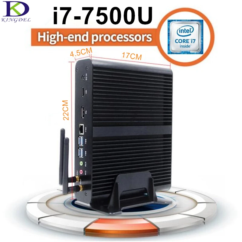 Intel DDR4L 7-го поколения Core i7 7500U Kaby Lake безвентиляторный мини-ПК HD Graphics620 4K HTPC