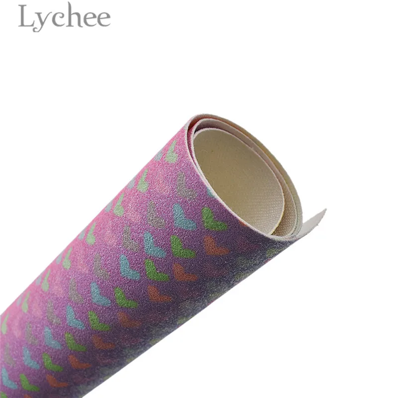 Lychee Life 21x29 см A4 блестящая Искусственная ПУ ткань с сердечком Радуга Синтетическая