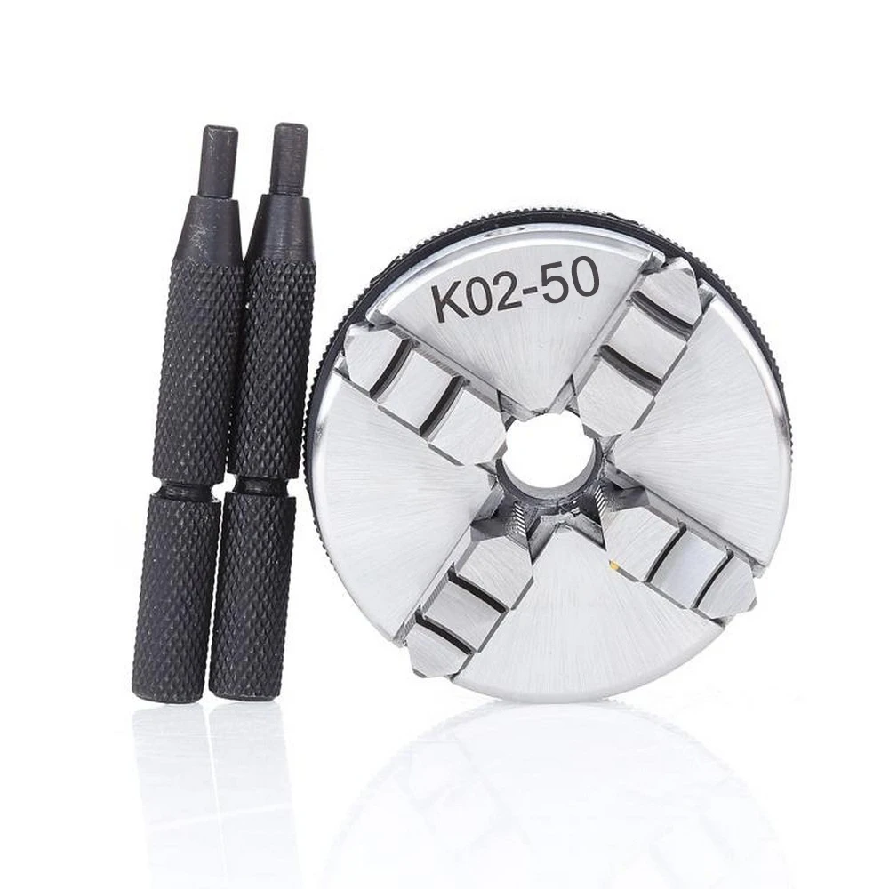 

Mini 4 Jaw Reversible Self-Centering M14 Thread Mount Lathe Chuck Lock Rod K02-50 2x Lock Rod CNC Drilling Milling Machine 50mm