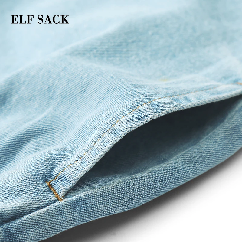 Женские шорты ELFSACK светло-синие джинсы с эффектом поношенности дырками в