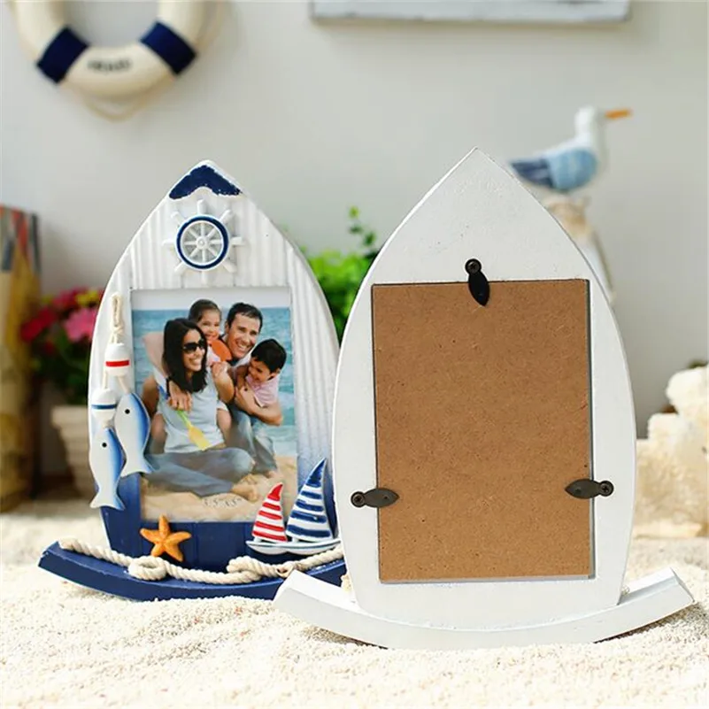 Средиземноморский Стиль штурвала фото Рамки Винтаж 5 дюймов деревянный смолы