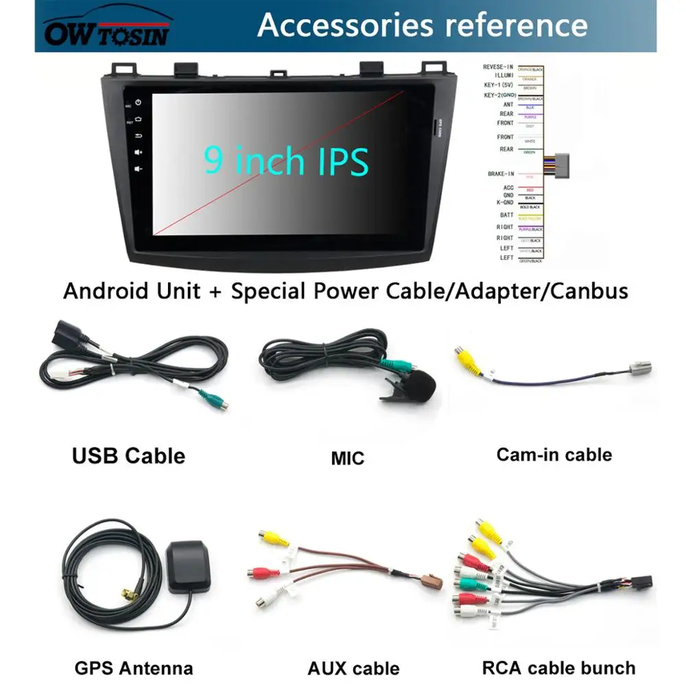 9-дюймовый IPS Android 9 0 8-ядерный 4 Гб ОЗУ + 64 ПЗУ автомобильный DVD-радио GPS для Mazda 3 Mazda3