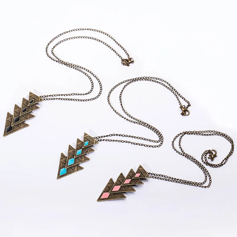 Винтажное треугольное ожерелье с кулоном женское модное ювелирное изделие