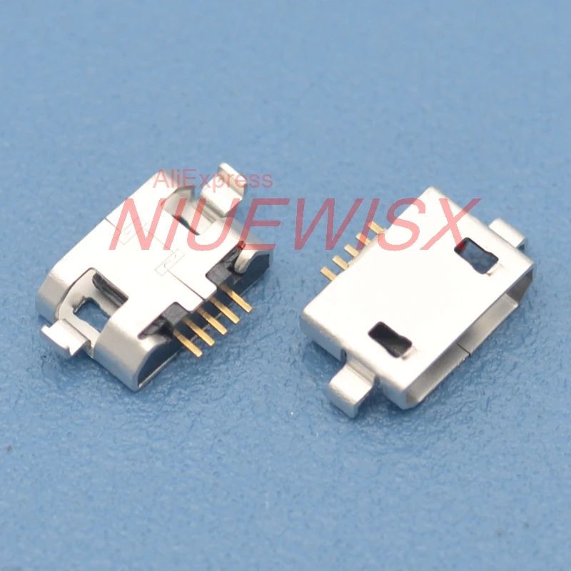 100pcs Micro USB Connector 5pin heavy plate 10mm B type no side Female Jack For Mobile Mini USB repair mobile tablet Tail plug