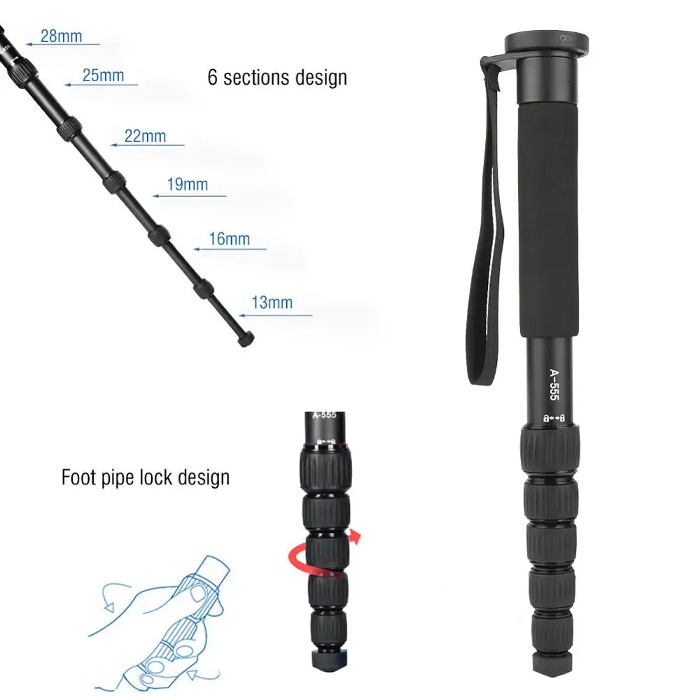 Монопод для камеры монопод Портативный штатив Телескопический с ручным ремешком