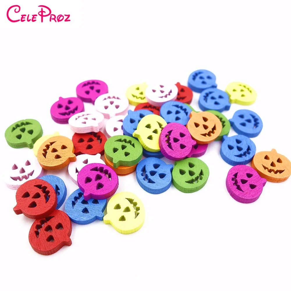 50 шт. миниатюрные деревянные тыквенные пуговицы с блестками украшение для