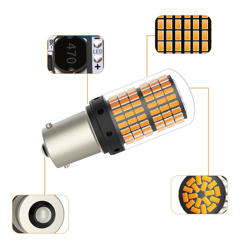 Светодиодные лампы Canbus T20 светодиодный 7440 W21W W21/5W 144smd 1156 P21W BA15S PY21W BAU15S 1157 BAY15D 1 шт. |