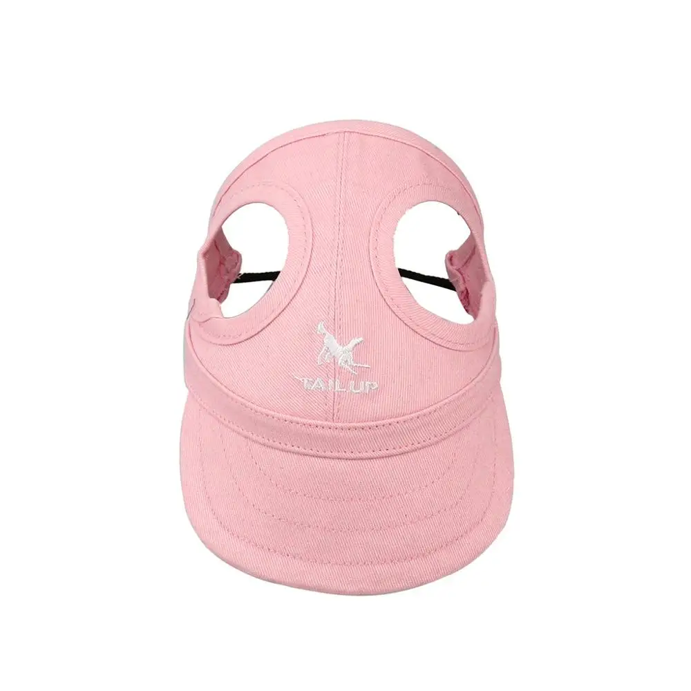 Pink Шляпа для животных с ушными отверстиями, спортивная бейсболка для собак, защита от солнца, Регулируемая пряжка, дизайн, уличная износостойкая Кепка для собак L4 - Цвет: Pink