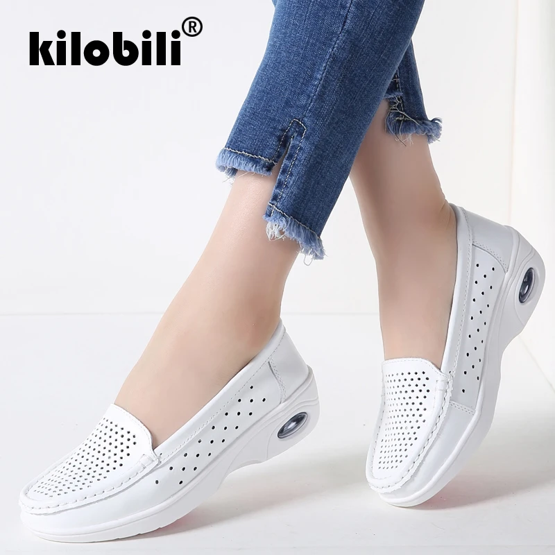 Kilobili/2019 г. весенние женские лоферы из натуральной кожи Повседневные балетки на
