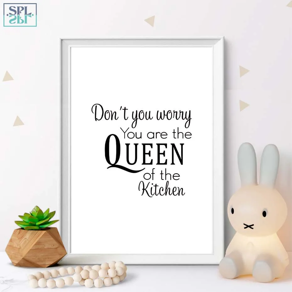 SPLSPL Вы Королева кухни! Черно белый плакат с принтом простое украшение холст