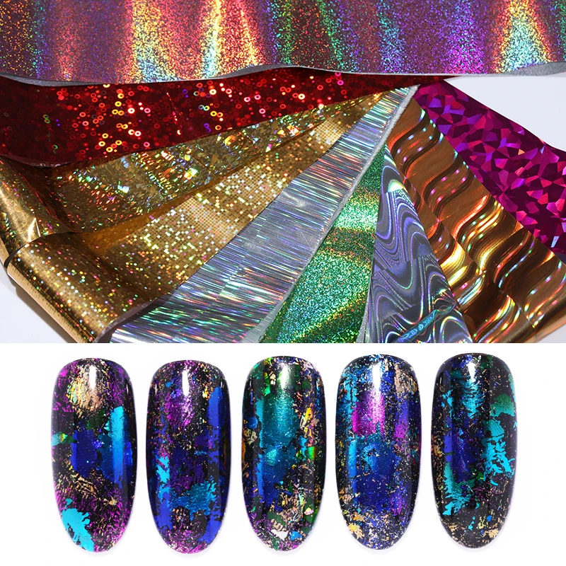 1 рулон Фольга для ногтей голографическая красочные переводные наклейки Дизайн