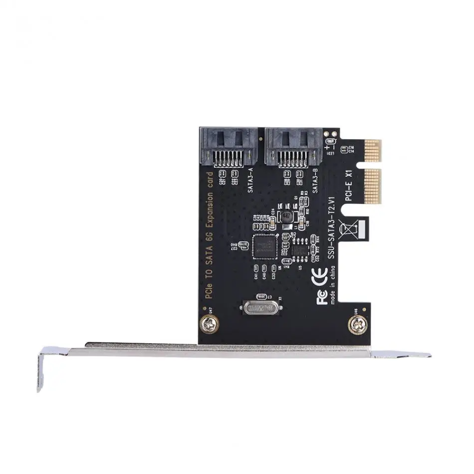 Плата расширения PCI-E PCI Express для SATA 3,0 с кронштейном, 2 порта SATA III, 6 Гбит/с, плата адаптера расширения для компьютерного корпуса