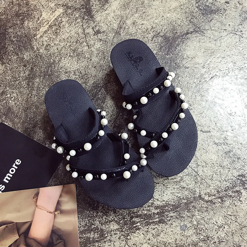 Pearl clip toe sandals mujer anti-skid slippers outside women summer fashion brand platform shoes ladies beach sandalia feminina | Обувь