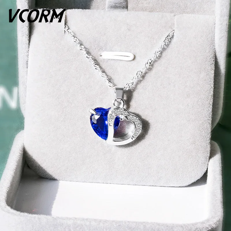 Blue VCORM, пара, первоначальное ожерелье с кристаллами в виде сердца, женское, эффектное, милое и романтичное, ностальгическое, модное ожерелье,, богемное ювелирное изделие - Окраска металла: Blue