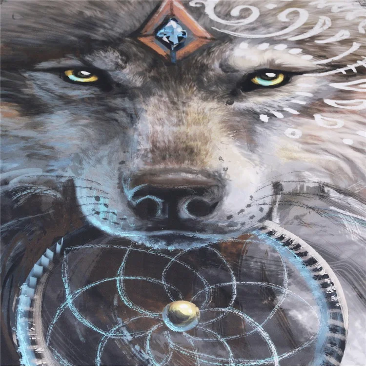Wolf Warrior by SunimaArt, комплекты постельного белья, американский пододеяльник, индийский волк, перо, Ловец снов, набор постельного белья с 3D принтом, 3 шт., постельное белье