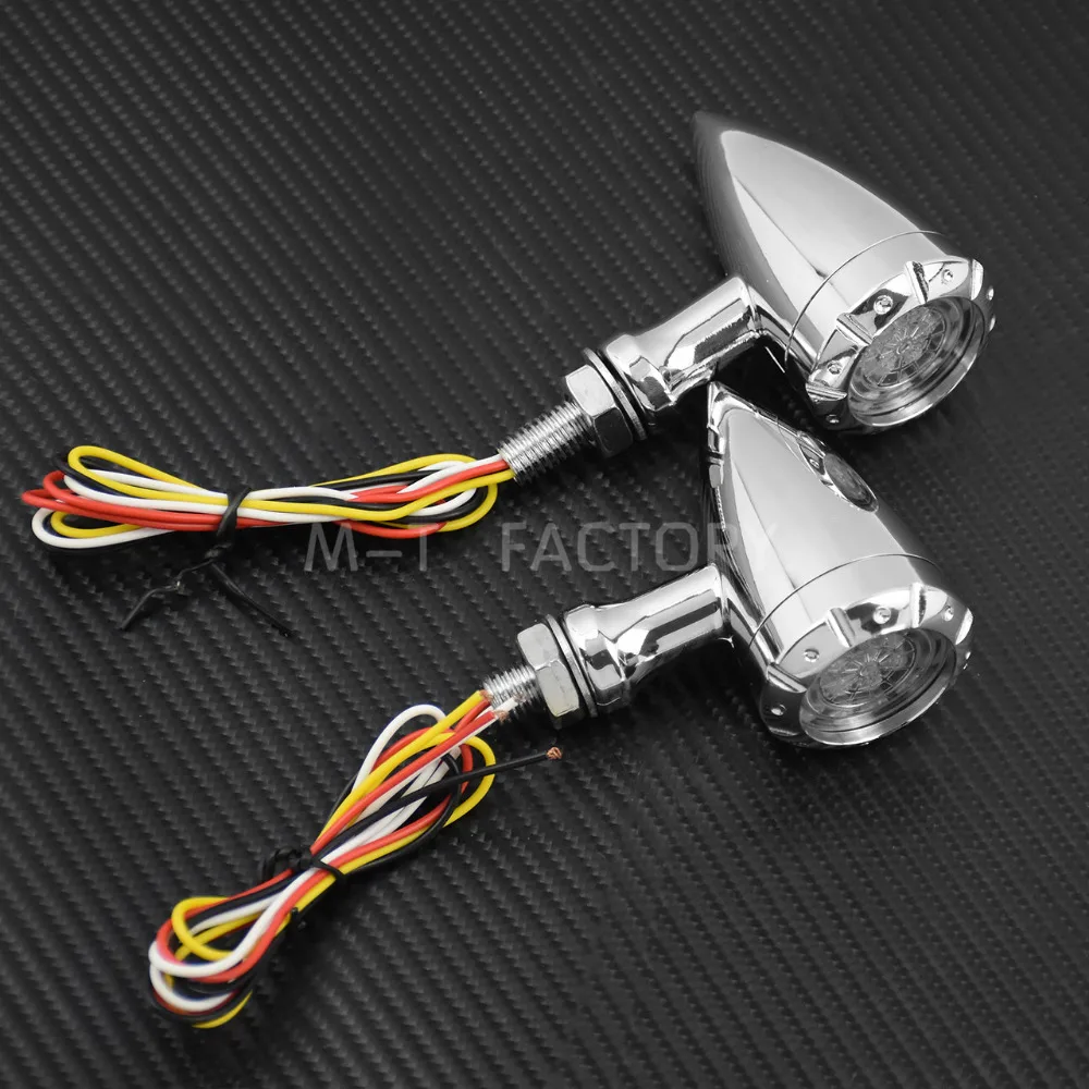 2 шт. хромированные Светодиодные поворотники для мотоцикла 12 В 10 мм| |