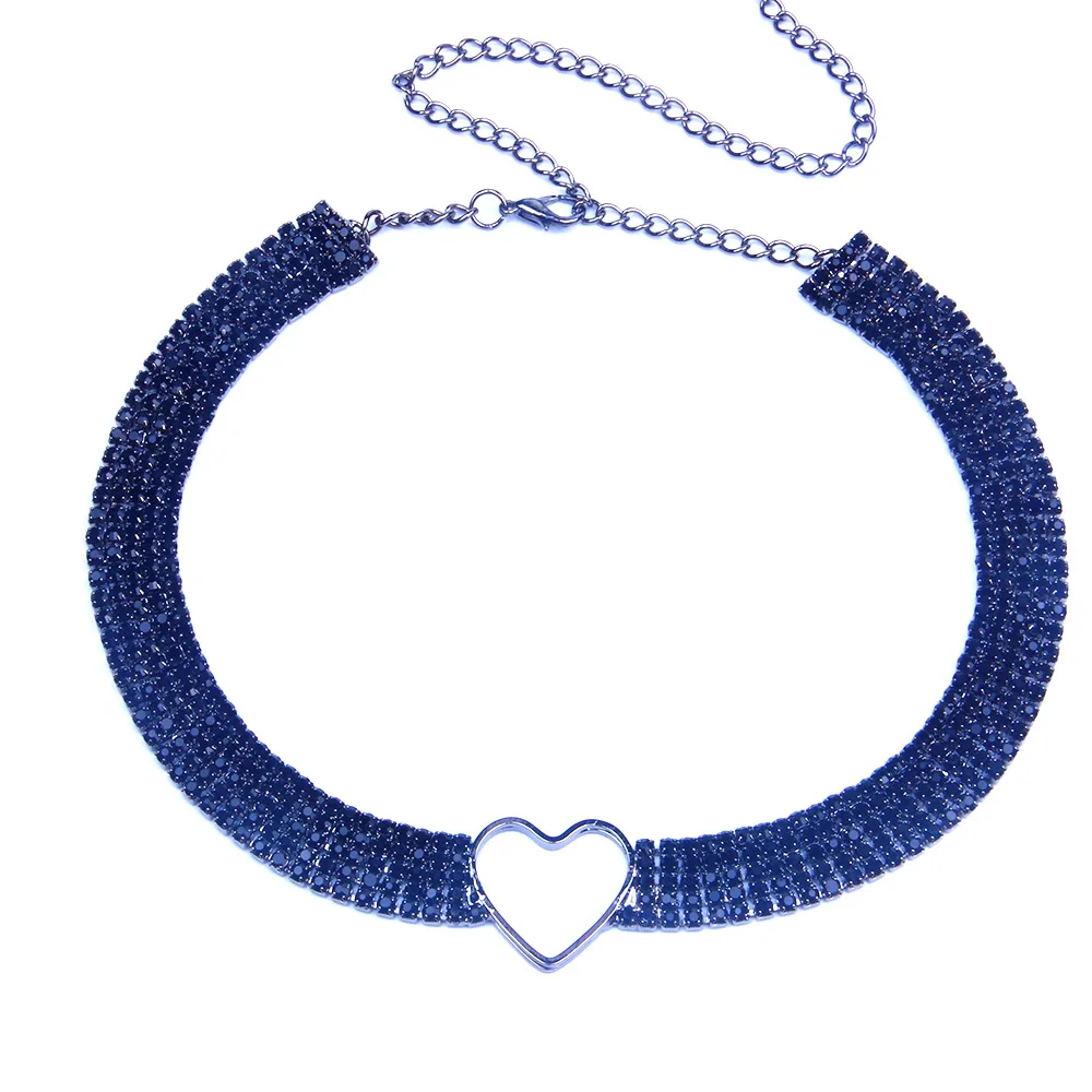 StoneFans Luxury Punk Heart Rhinestone Choker Necklace Chain for Women Sexy Bow knot Crystal Collar Choker Vintage Neck Jewelry