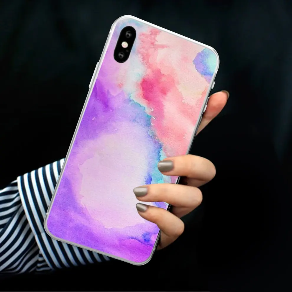 5 Pcs Fashion Graffiti Phone Case Protective Shell Color Printing Colored Drawing TPU Cover For iPhone X |