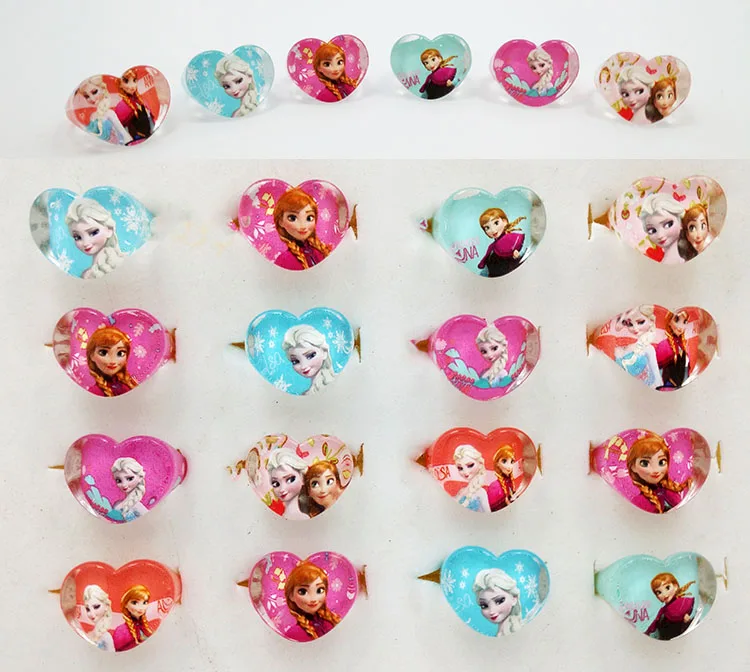 A0002 Новое поступление, 20 штук, милые разноцветные акриловые Мультяшные Детские Кольца принцессы для девочек, ювелирных изделий, рождественский подарок - Цвет основного камня: A0002