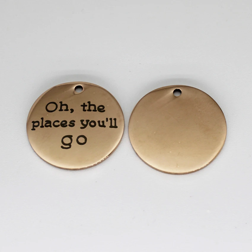 Очаровательные Подвески из нержавеющей стали с надписью Oh the places you go 25 мм