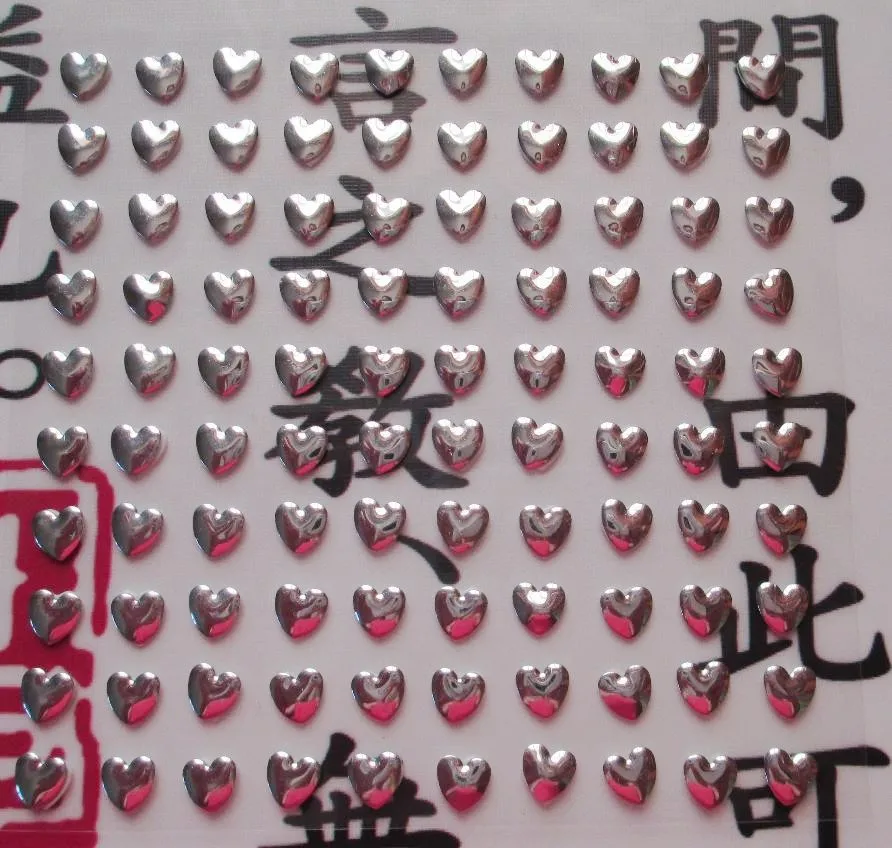 

SALE NOW 10sheets 6mm 100pcs/sheet Metal Heart Sticker Silver Color Paper Crafts Scrapbooking Wedding Invitation Cards Album DIY