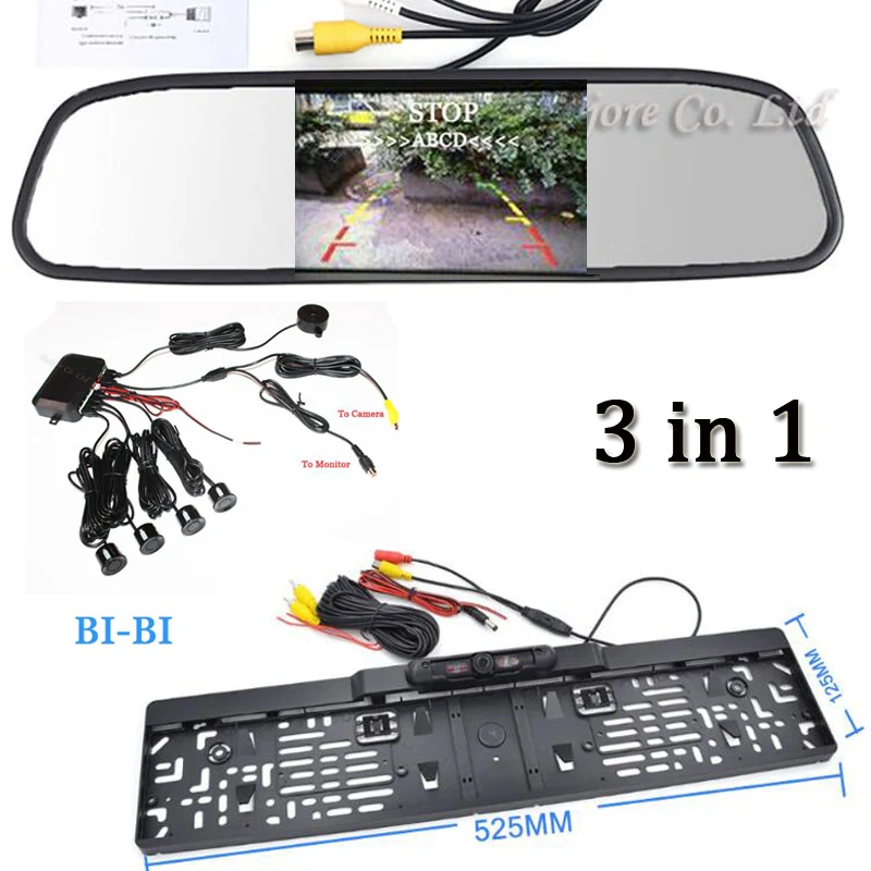 3 in1 Sound Alarm Car Video Parking Sensor parktronic camera +4.3