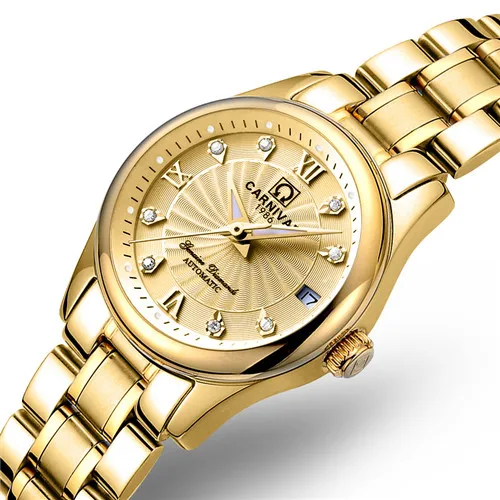 full gold SF8830 Карнавальные женские часы Топ люксовый бренд женские Автоматические механические часы женские сапфировые водонепроницаемые relogio feminino reloj mujer - Цвет: full gold SF8830
