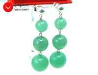 qingmos natural jades earrings for women with 6 8 10mm round light green jades stering silver 925 earrings stud jewelry ear360