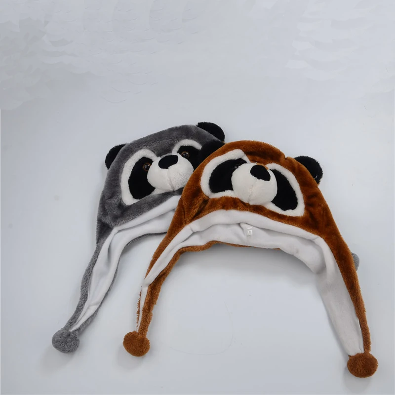Плюшевый енот шапка Новинка Кепка костюм животного шапочка подарок на день