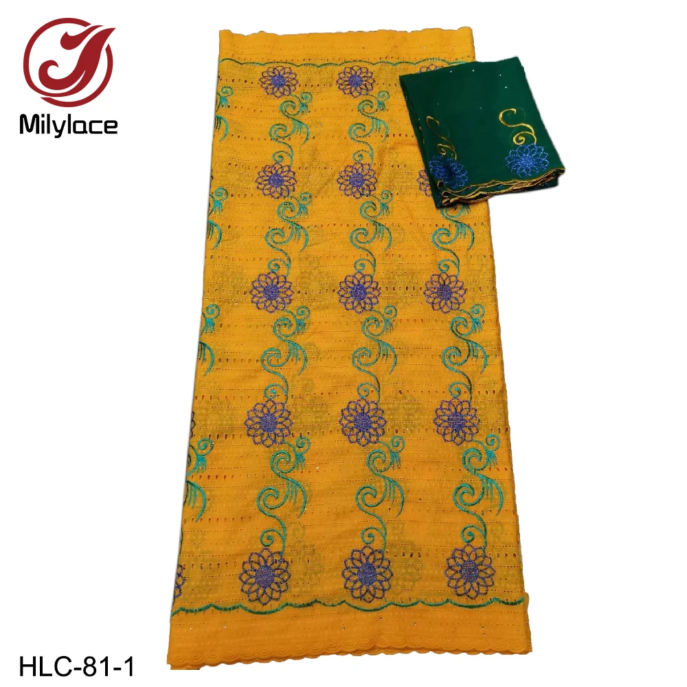 Millylace lovely Swiss cotton voile lace fabric 5 yards with embroidery stones +chiffon 2 for girl's dresses HLC-81 | Дом и сад