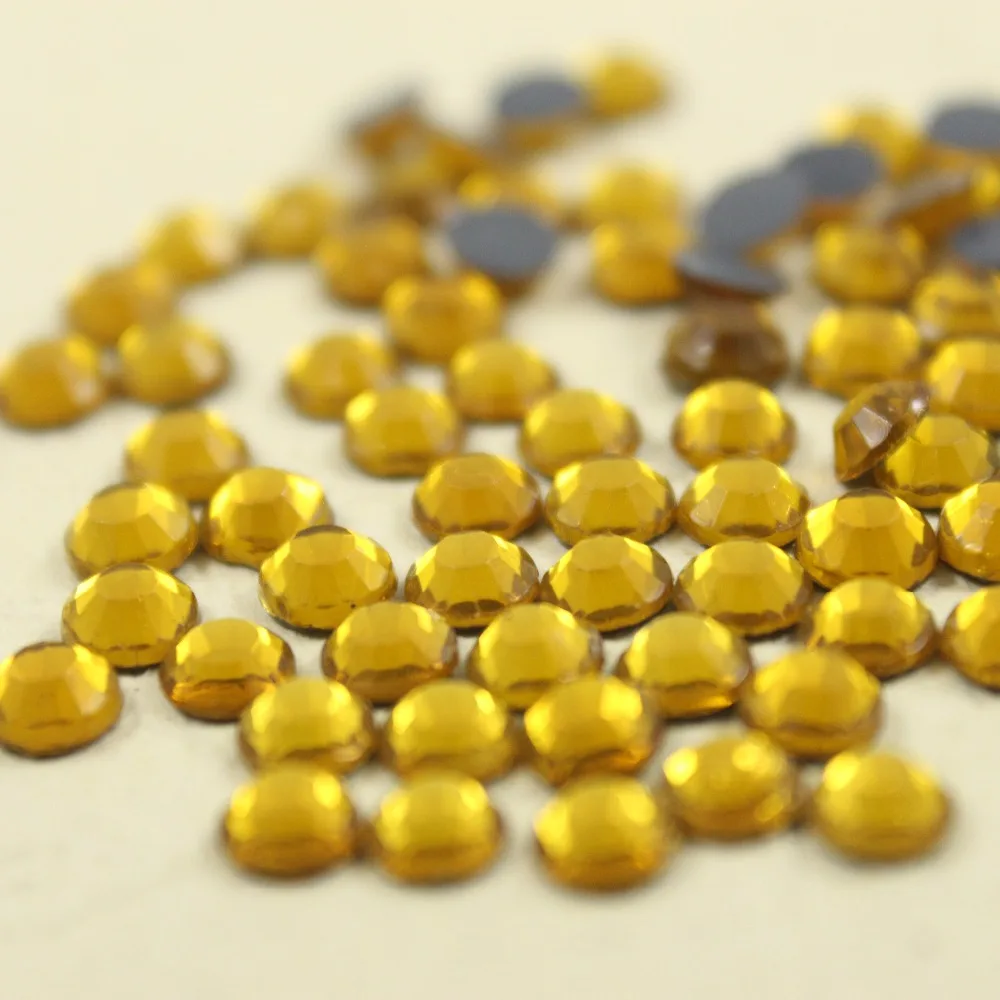 Зазор Кристалл желтый горячей фиксации горный хрусталь сверления плоской задней