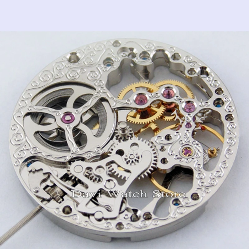Мужские часы 17 драгоценностей серебристый скелет с ручным заводом 6497|6497 skeleton|watch