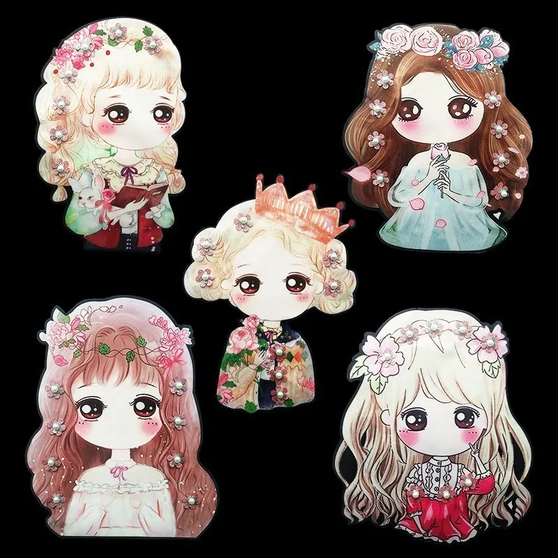 Мультяшные нашивки с вышивкой из бисера для девочек Kawaii Принцесса Аппликации Diy