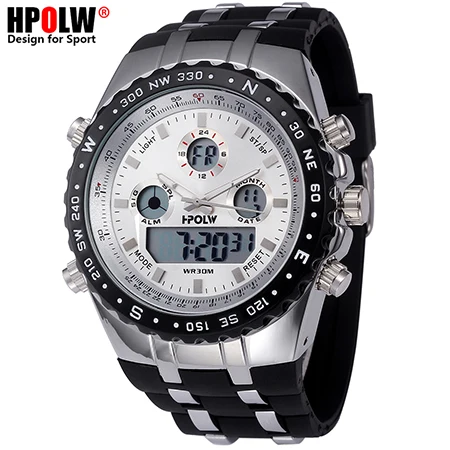Color 7 HPOLW Брендовые мужские спортивные часы модные Chronos резиновые мужские водонепроницаемые светодиодный цифровые часы мужские военные часы Relogio Masculino - Цвет: Color 7