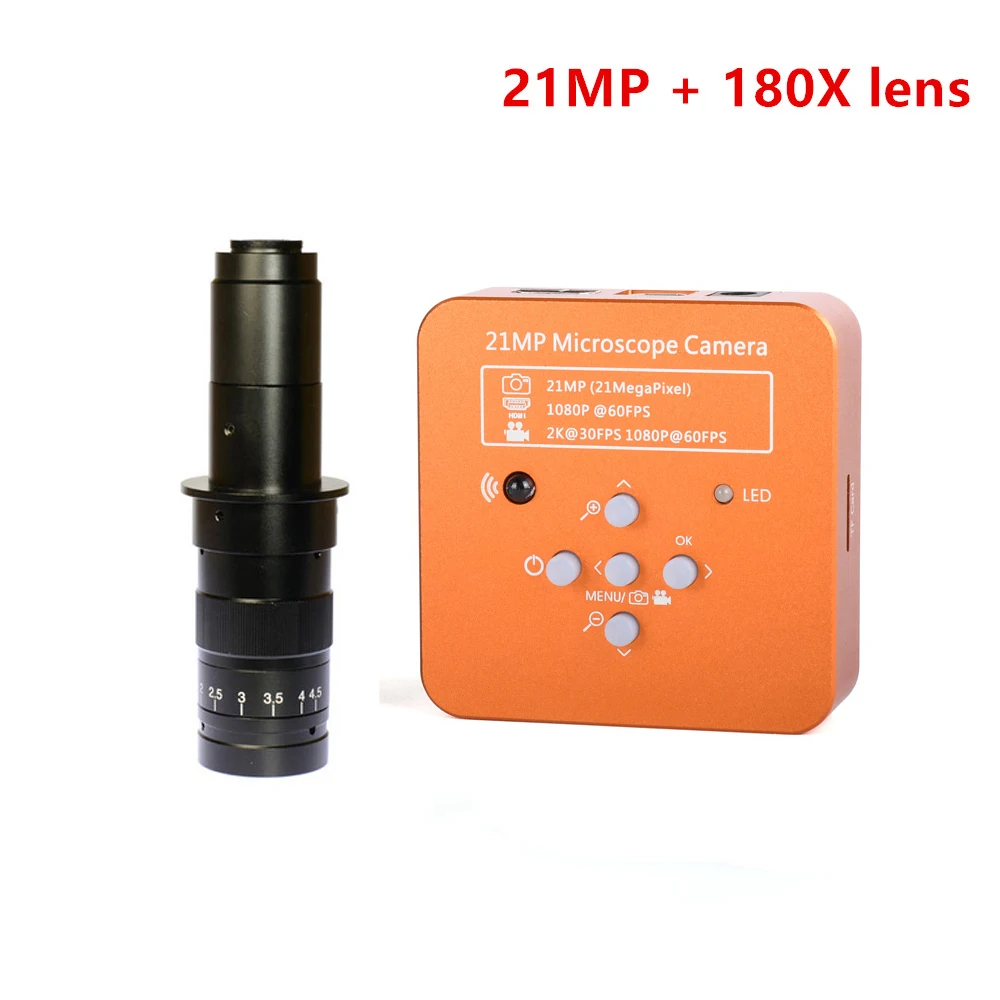 Full HD HDMI USB промышленный микроскоп камера 21MP 2K 1080P 60FPS 130X/180X/200X/300X C-Mount объектив для