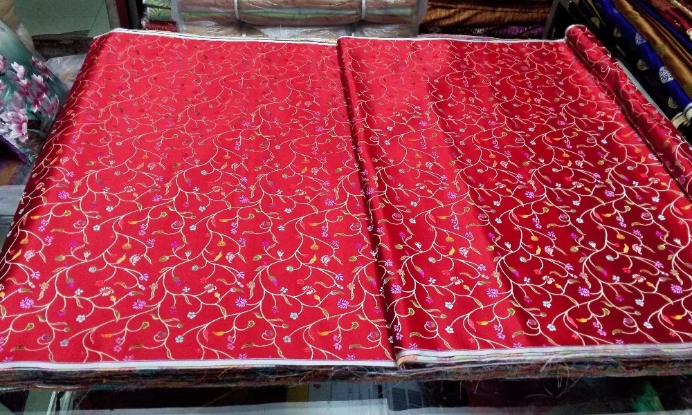 Китайская шелковая парча тканая Дамасская ткань чонсам подушка красная задняя