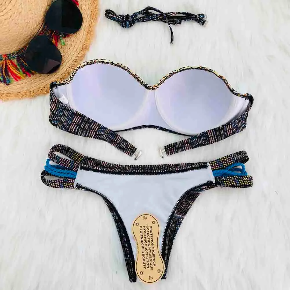 Комплект бикини с принтом нижняя часть 2019 новый женский бандажный купальник
