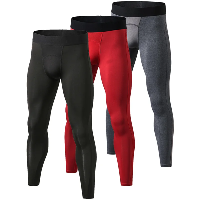 black red grey YEL местная 3 шт. компрессионные штаны для спортзала бодибилдинг спортивные брюки фитнес облегающие спортивные Леггинсы для бега мужские брюки - Цвет: black red grey