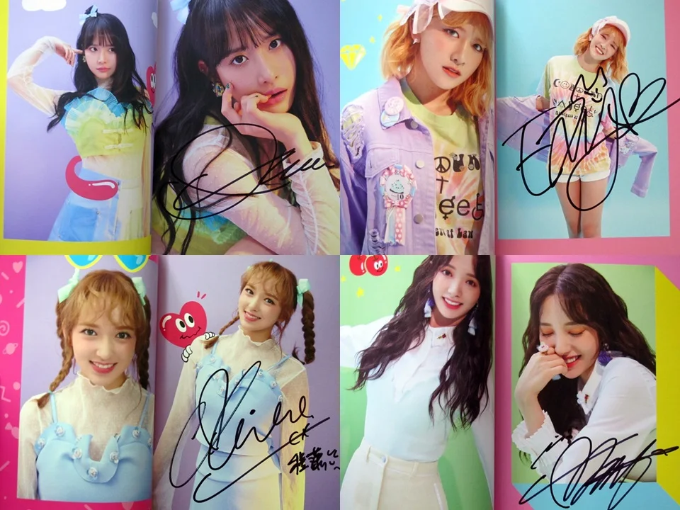Подписанный WJSN autographed первый альбом Happy Moment CD + Фотокнига подписанный постер