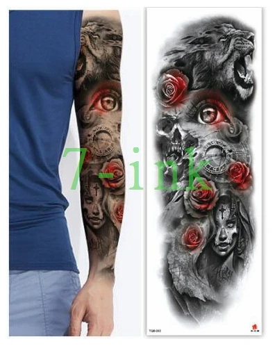 Водонепроницаемые тату наклейки с полной рукой женские часы гепардом водой флэш