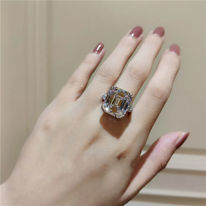 Роскошные кольца 925 стерлингового серебра огранка Ашер 6ct AAAA Сона cz обручальные