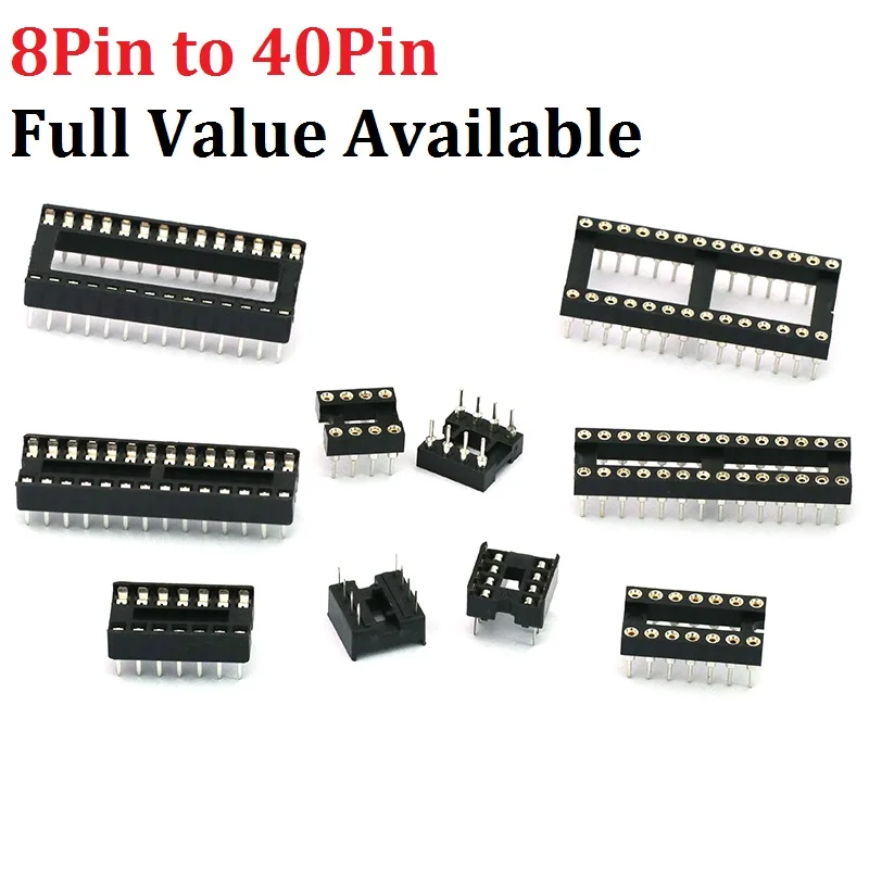 10 шт., 8-контактные паяльные розетки, 8 контактов, 14 контактов, 16 контактов, 18 контактов, 20 контактов, 24 контакта, 28 контактов, 32 контакта, 40-контактный адаптер, Тип припоя/круглый, 8/14P, 2,54 мм